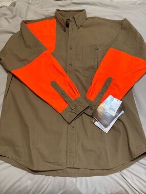 Gamehide Men's Long Sleeve Upland Field Shooting Shirt - Tan/Blaze Orange NWT